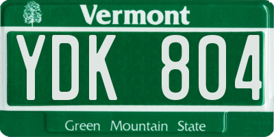 VT license plate YDK804
