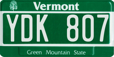 VT license plate YDK807