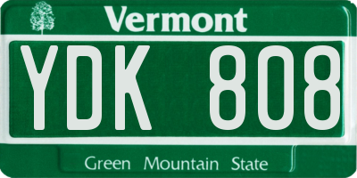 VT license plate YDK808