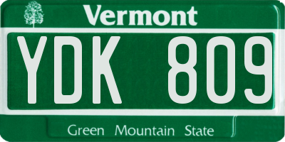 VT license plate YDK809