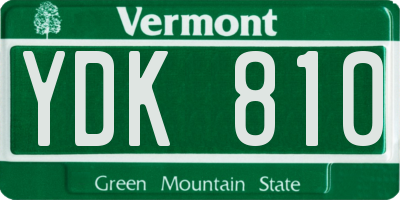 VT license plate YDK810