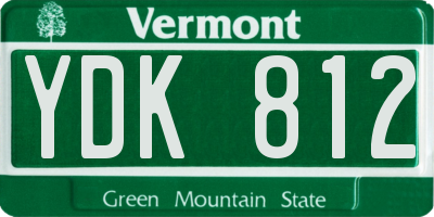 VT license plate YDK812