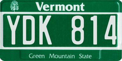 VT license plate YDK814