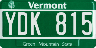VT license plate YDK815