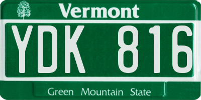 VT license plate YDK816