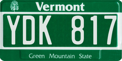 VT license plate YDK817