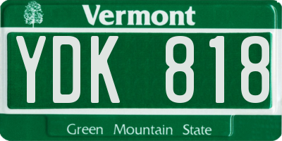 VT license plate YDK818