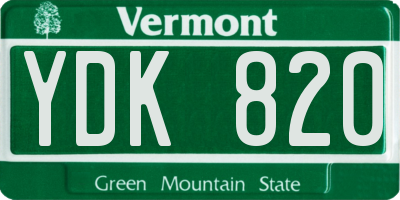 VT license plate YDK820