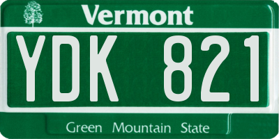 VT license plate YDK821