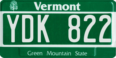 VT license plate YDK822