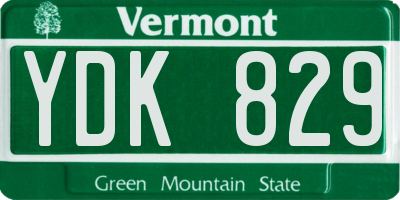 VT license plate YDK829