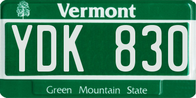 VT license plate YDK830