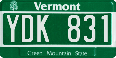 VT license plate YDK831