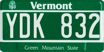 VT license plate YDK832
