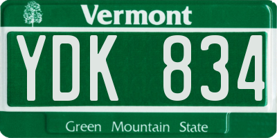 VT license plate YDK834