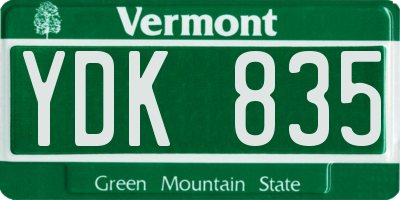 VT license plate YDK835
