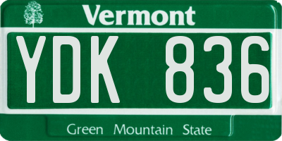 VT license plate YDK836
