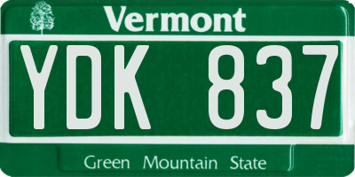 VT license plate YDK837