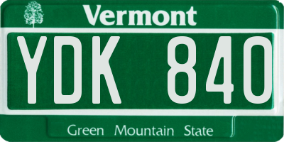 VT license plate YDK840