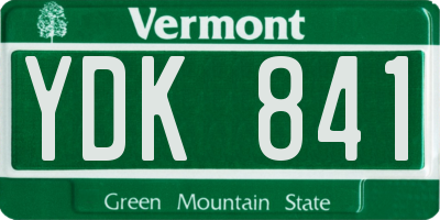VT license plate YDK841
