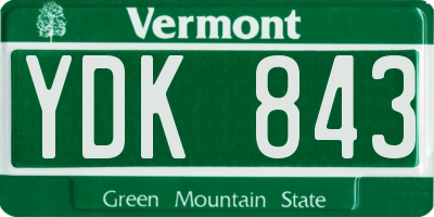 VT license plate YDK843