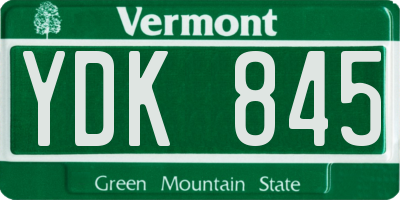 VT license plate YDK845