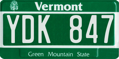 VT license plate YDK847