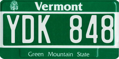 VT license plate YDK848