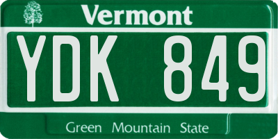 VT license plate YDK849