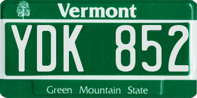 VT license plate YDK852