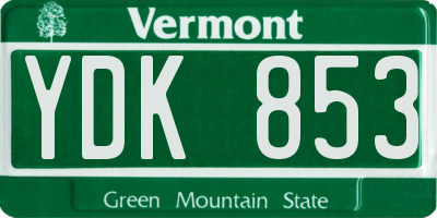 VT license plate YDK853