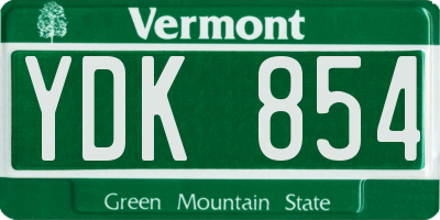 VT license plate YDK854