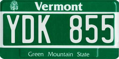 VT license plate YDK855