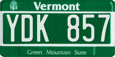 VT license plate YDK857