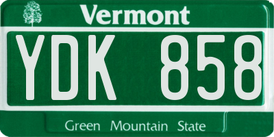 VT license plate YDK858