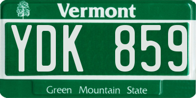 VT license plate YDK859
