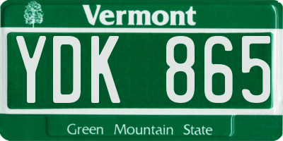 VT license plate YDK865