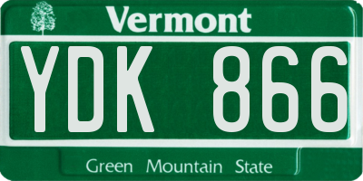 VT license plate YDK866