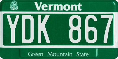 VT license plate YDK867