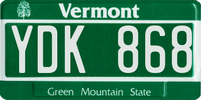 VT license plate YDK868