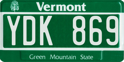 VT license plate YDK869