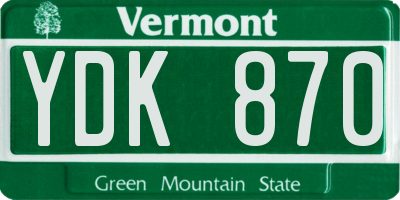 VT license plate YDK870