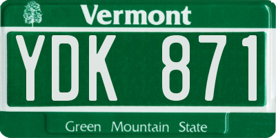 VT license plate YDK871