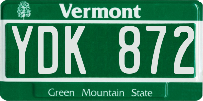 VT license plate YDK872