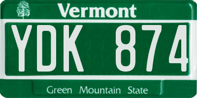 VT license plate YDK874