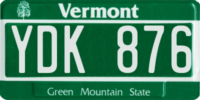 VT license plate YDK876