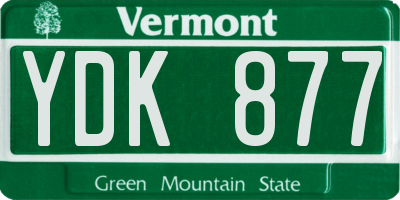 VT license plate YDK877