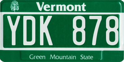 VT license plate YDK878