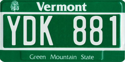 VT license plate YDK881