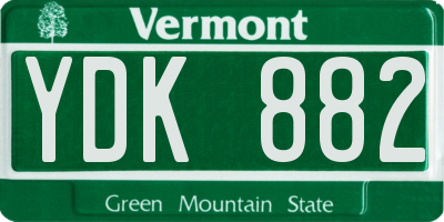 VT license plate YDK882